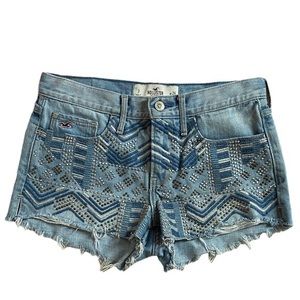 Hollister Embroidered Studded Cut Off Shorts